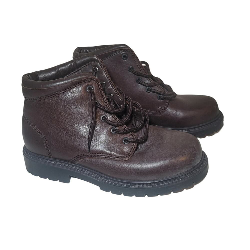 Dockers Leather Ankle Boots Size 7.5 Brown Leather Ankle High Lace Up - Picture 3 of 12